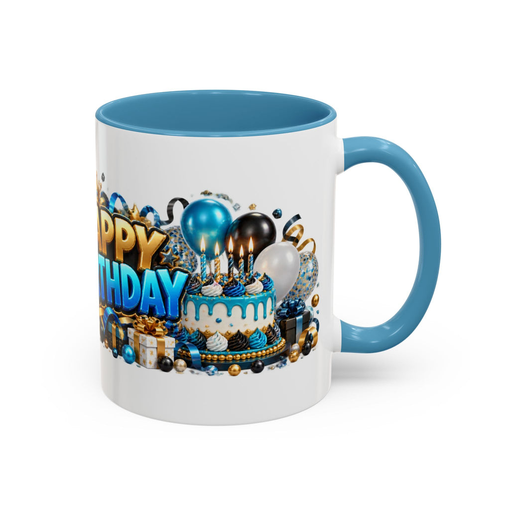 Happy Birthday White Tiger Mug – Colorful 3D Birthday Gift – White Coffee Mug