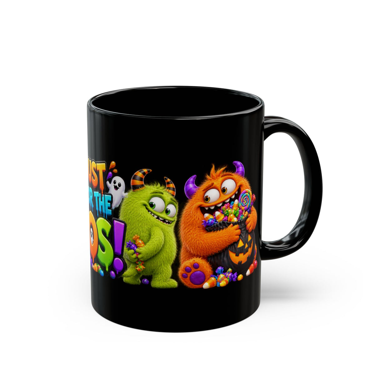 I’m Just Here for the Boos Funny Halloween Monster Black Mug