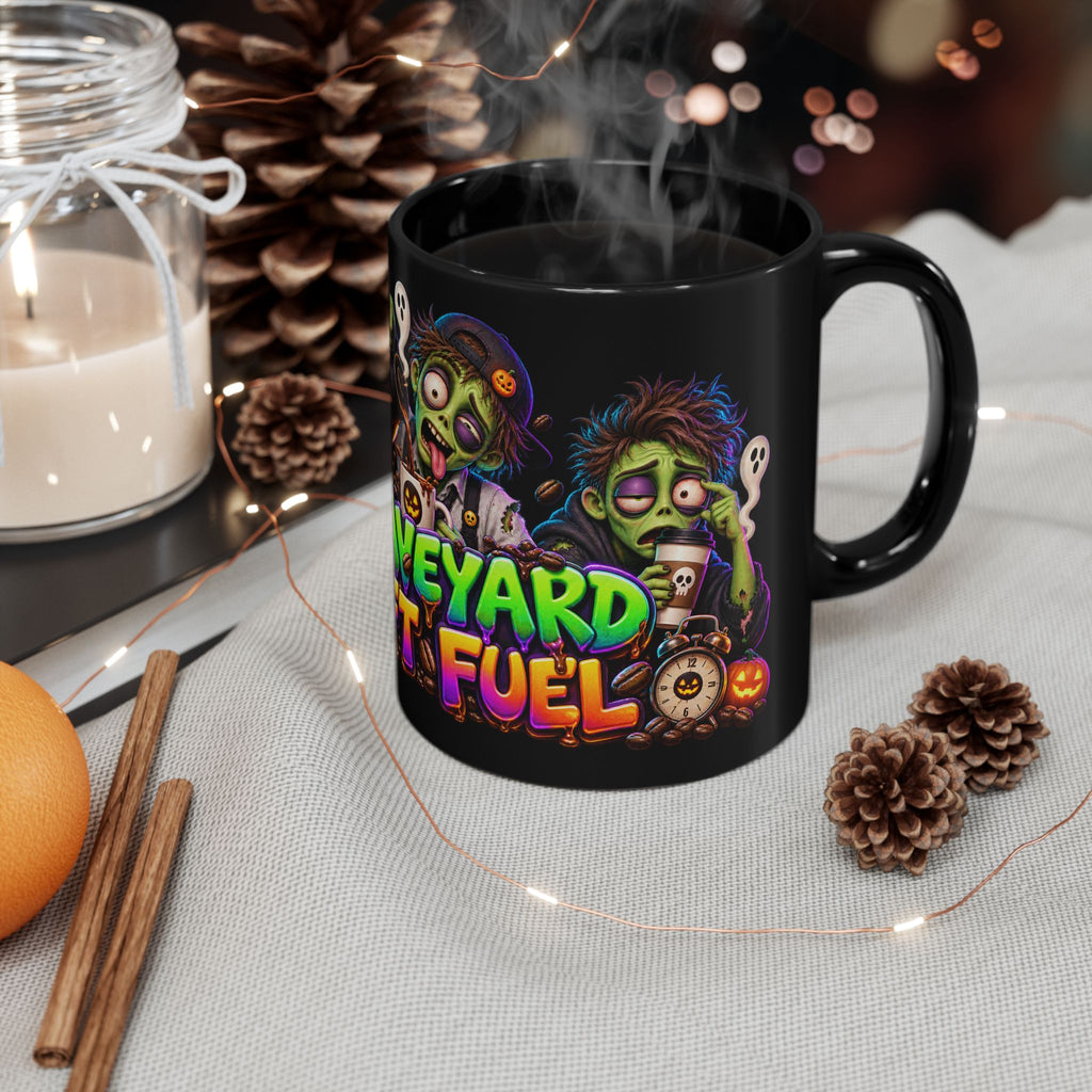 Graveyard Shift Fuel Coffee Zombies Halloween Black Mug