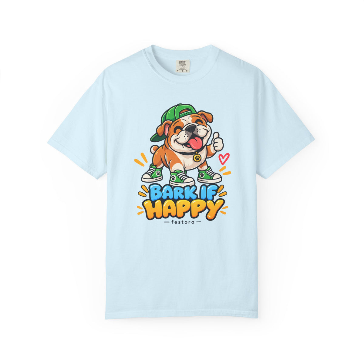 Bark If Happy – Cute Bulldog Graphic T-Shirt