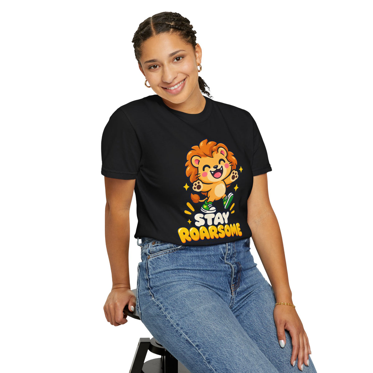 Stay Roarsome – Cute Happy Lion Graphic T-Shirt