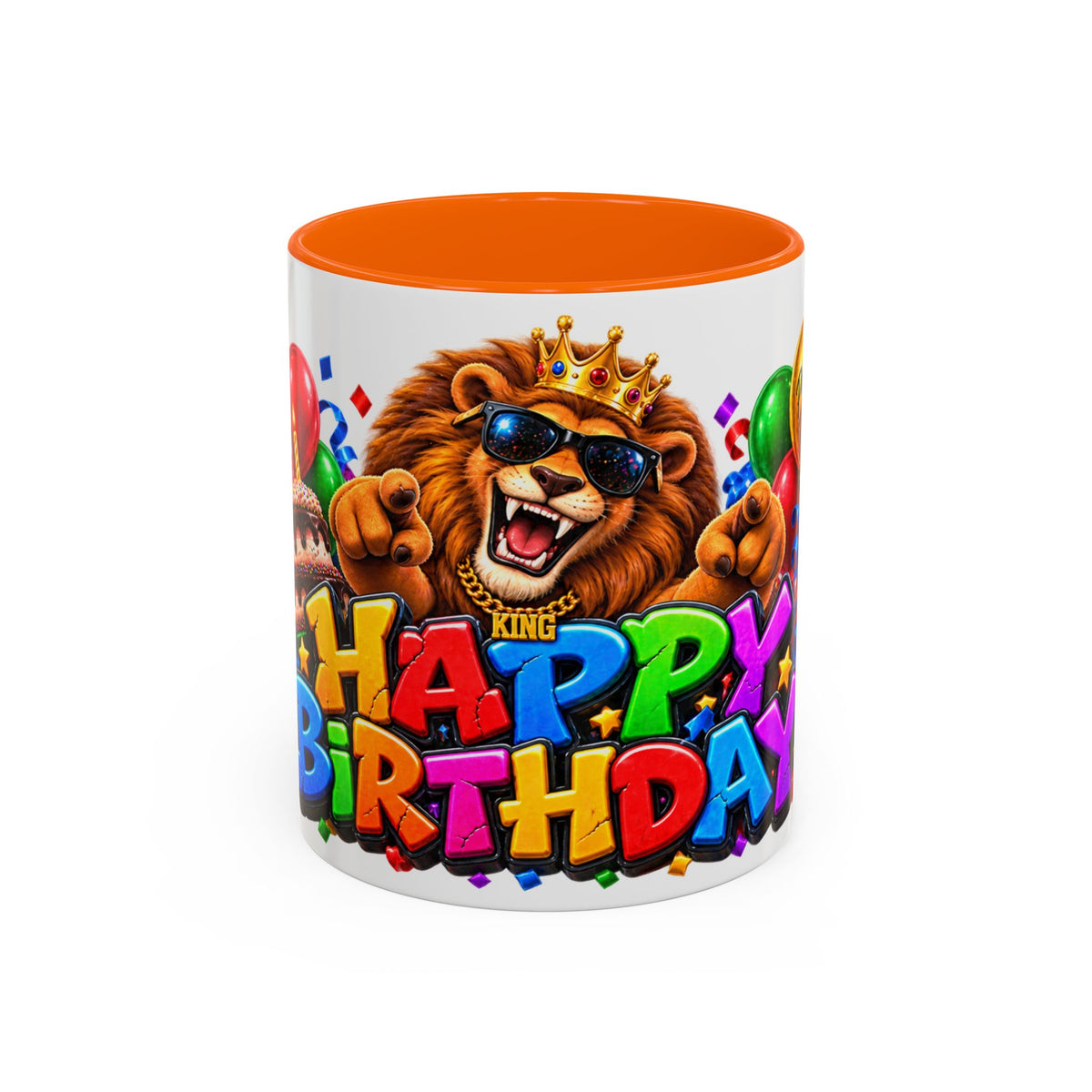 Lion Happy Birthday Mug – Colorful 3D King Celebration Design