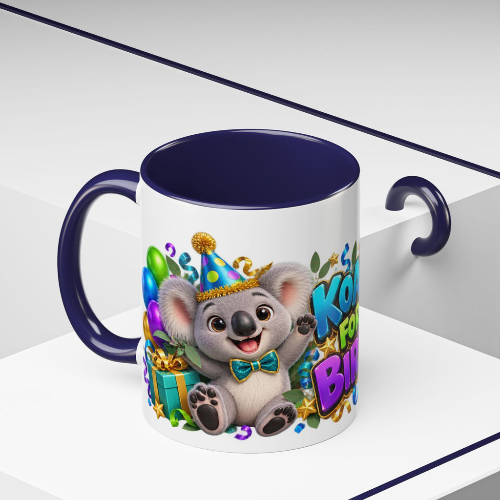 Koala-Fied for a Great Birthday White Mug – Cute Koala Birthday Cup, Colorful Fun Party Gift