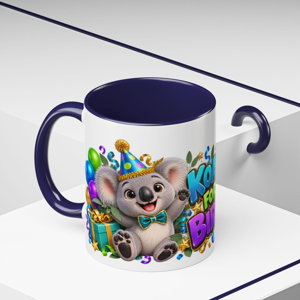 Koala-Fied for a Great Birthday White Mug – Cute Koala Birthday Cup, Colorful Fun Party Gift