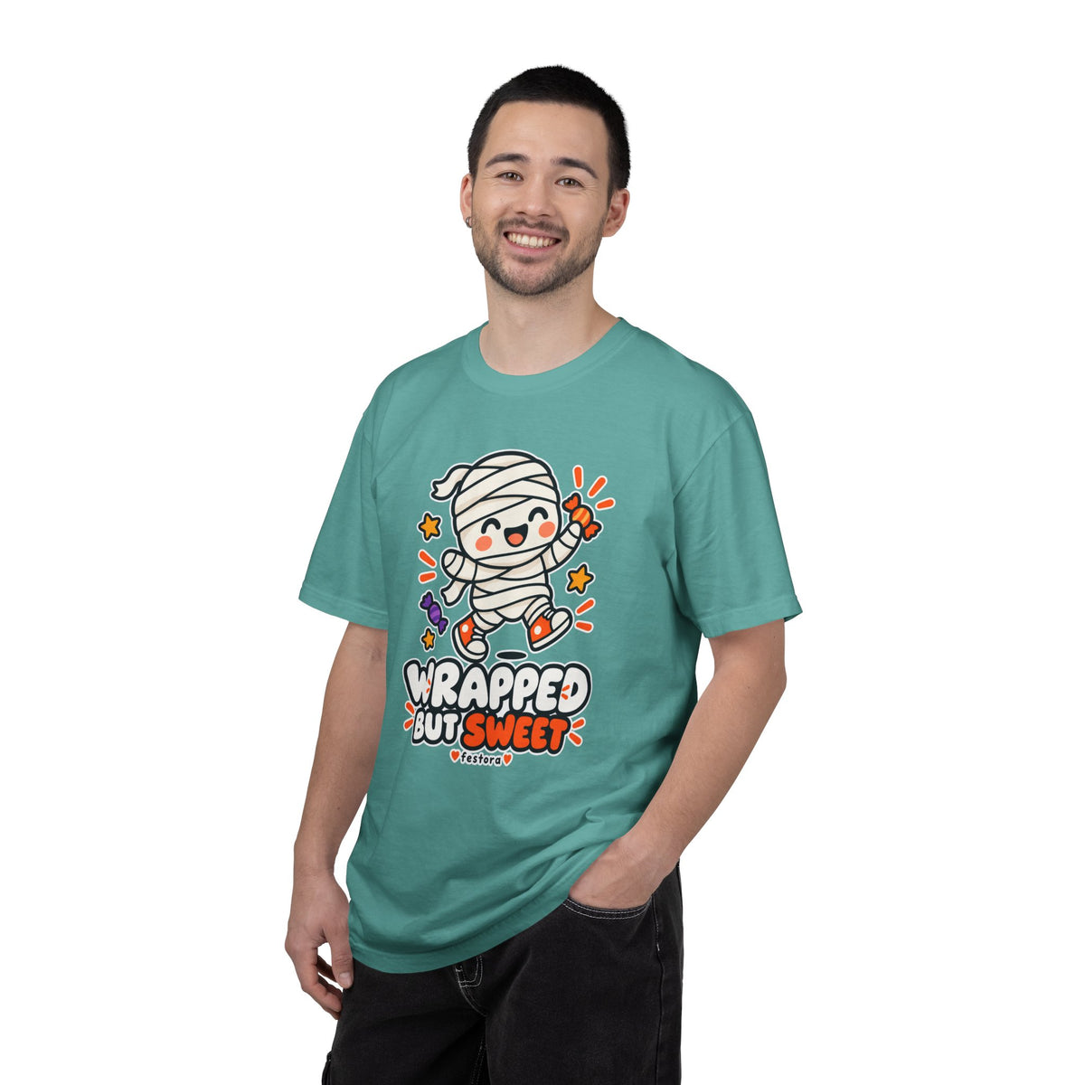Wrapped but Sweet Halloween T-Shirt | Cute Mummy Graphic Tee
