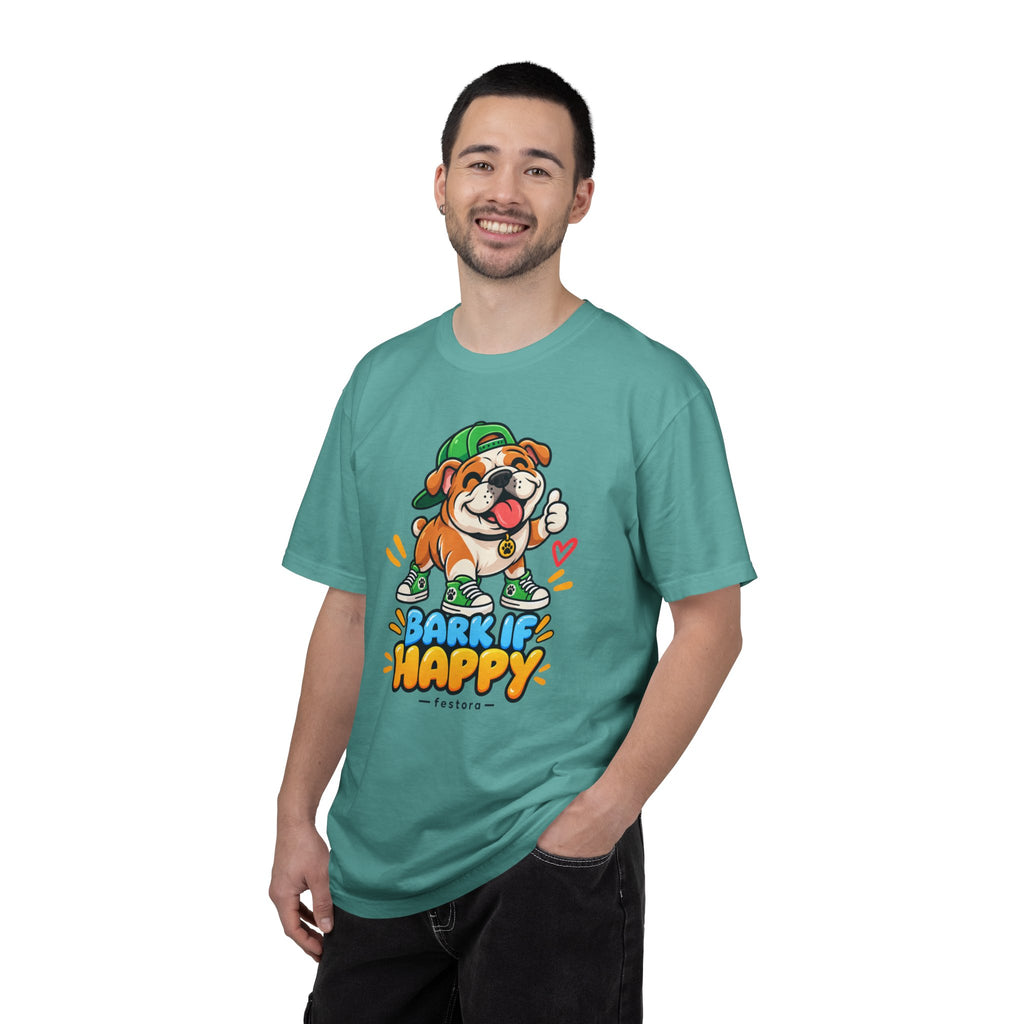 Bark If Happy – Cute Bulldog Graphic T-Shirt