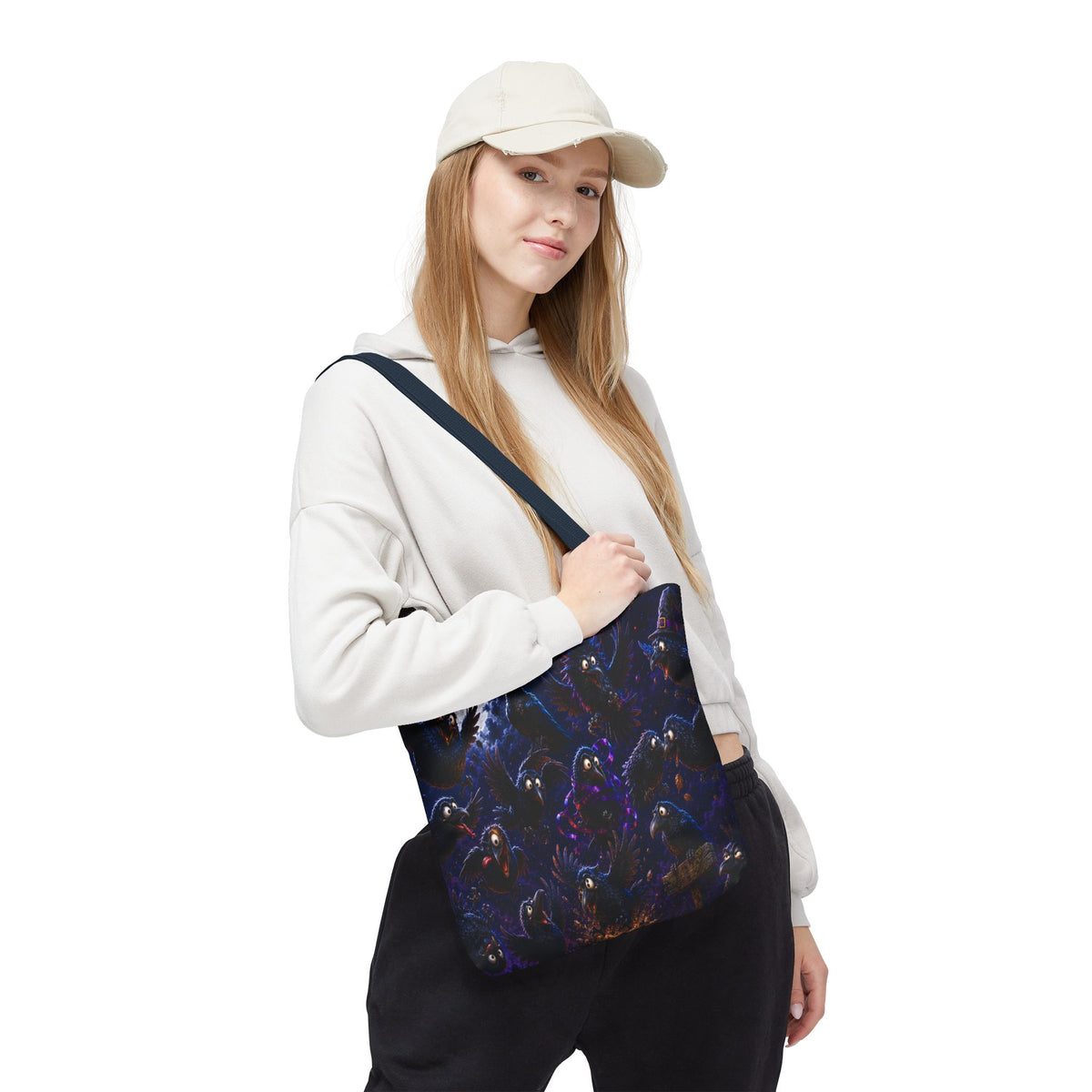 Crows at Midnight Tote Bag — Gothic Raven Moon AOP Tote for Halloween & Everyday