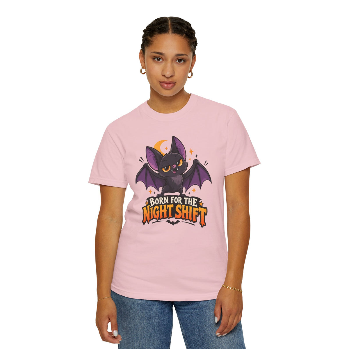 Born for the Night Shift – Cute Halloween Bat T-Shirt