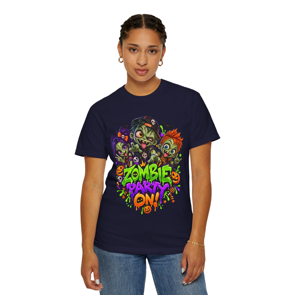 Zombie Party On! – Halloween Zombie Crew Graphic T-Shirt