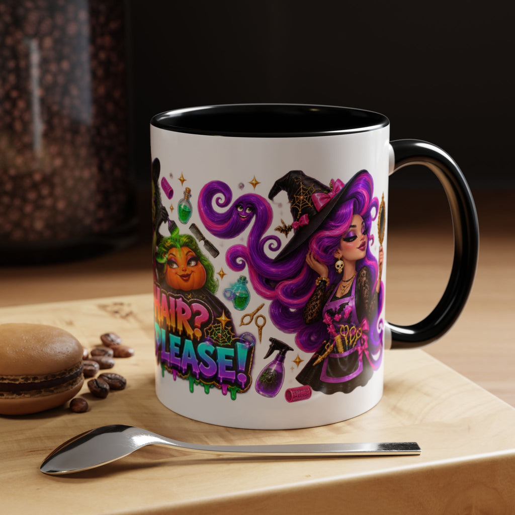 Bad Hair Witch Please Halloween Hairstylist White Mug