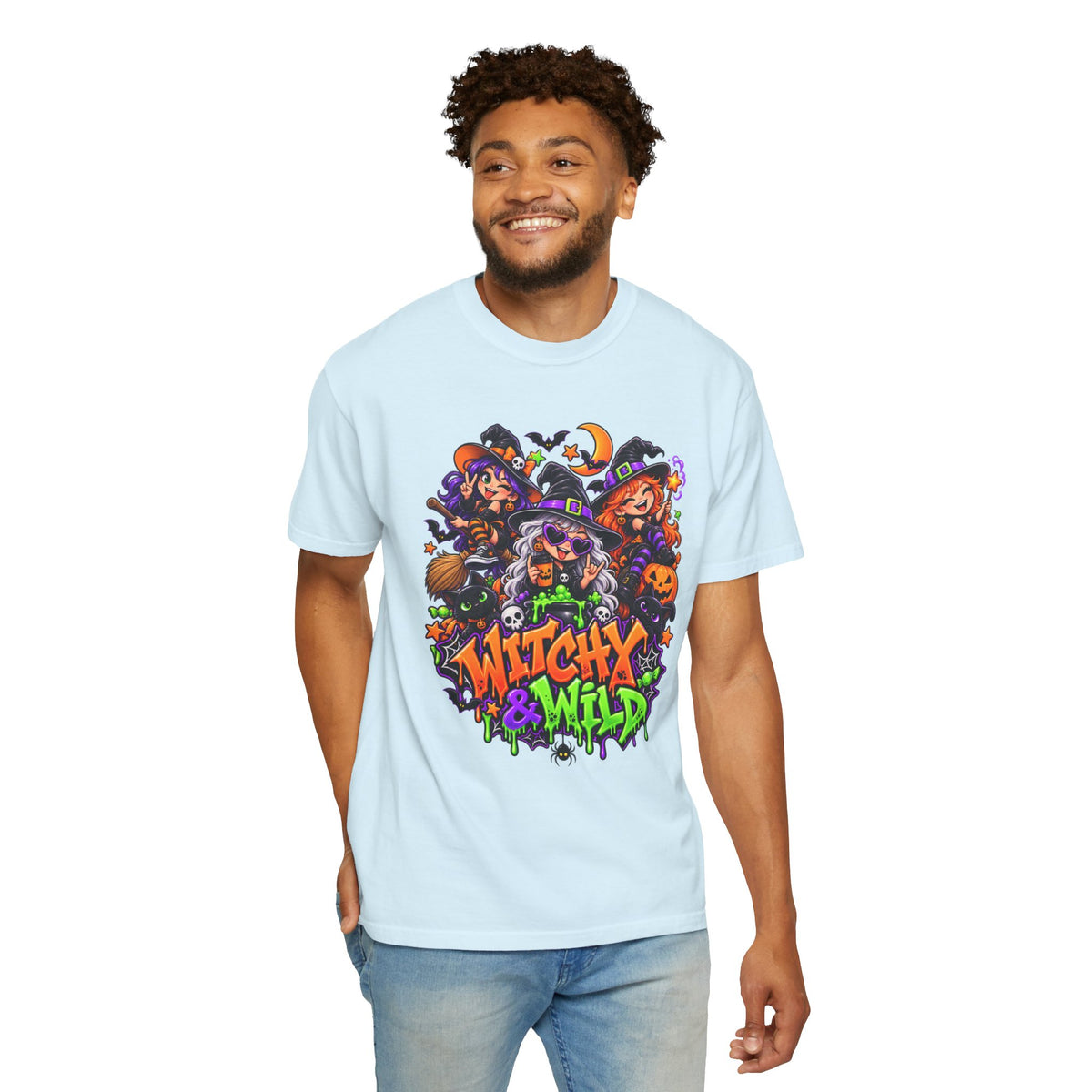 Witchy & Wild – Halloween Witch Crew Graphic T-Shirt