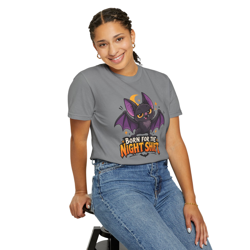 Born for the Night Shift – Cute Halloween Bat T-Shirt