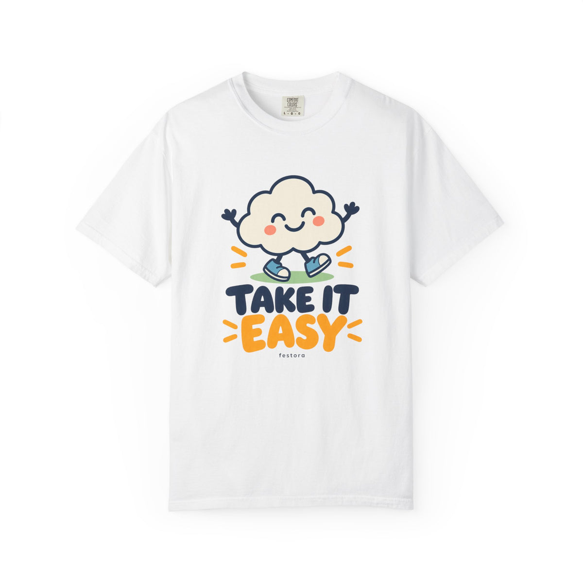 Take It Easy – Happy Cloud Graphic T-Shirt | Festora Everyday