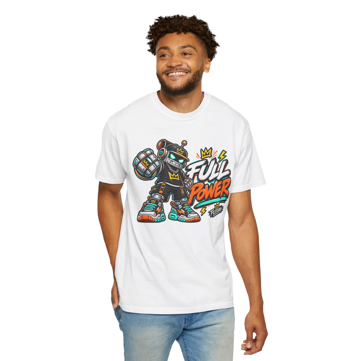 Full Power Robot Graphic T-Shirt — Retro Streetwear Tee