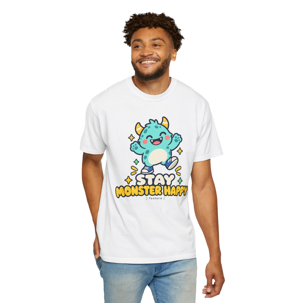 Stay Monster Happy – Cute Monster Graphic T-Shirt
