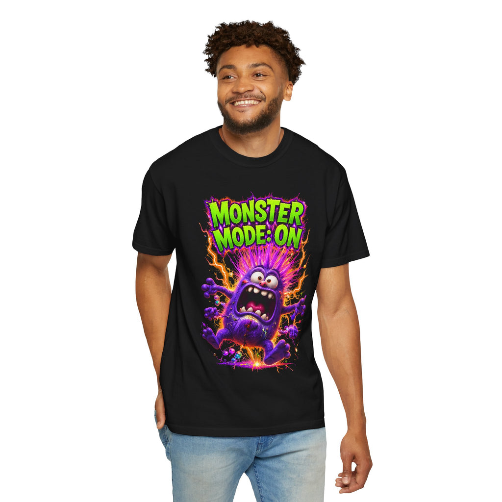 Monster Mode: On T‑Shirt - Funny Electric Purple Monster Graphic Tee