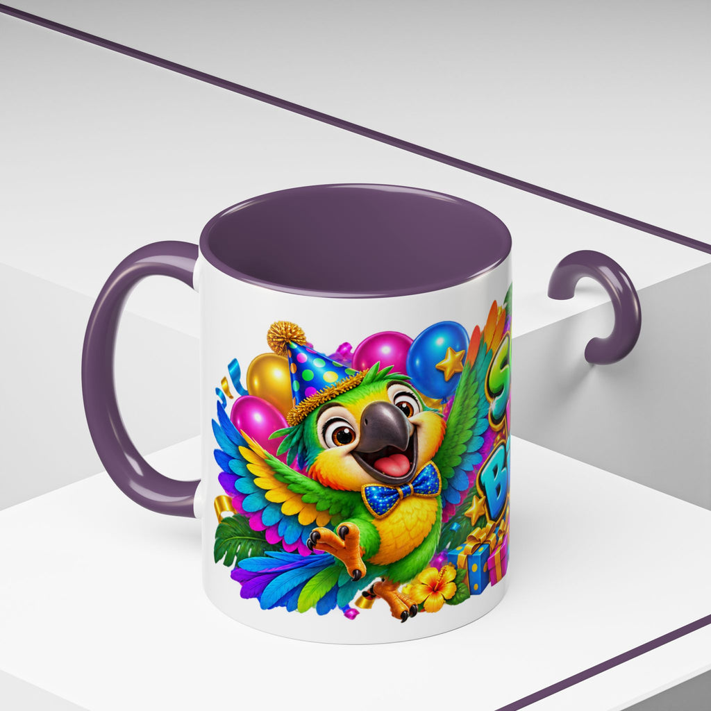 Squawk! It’s Your Birthday White Mug – Cute Parrot Birthday Cup, Colorful Tropical Party Gift
