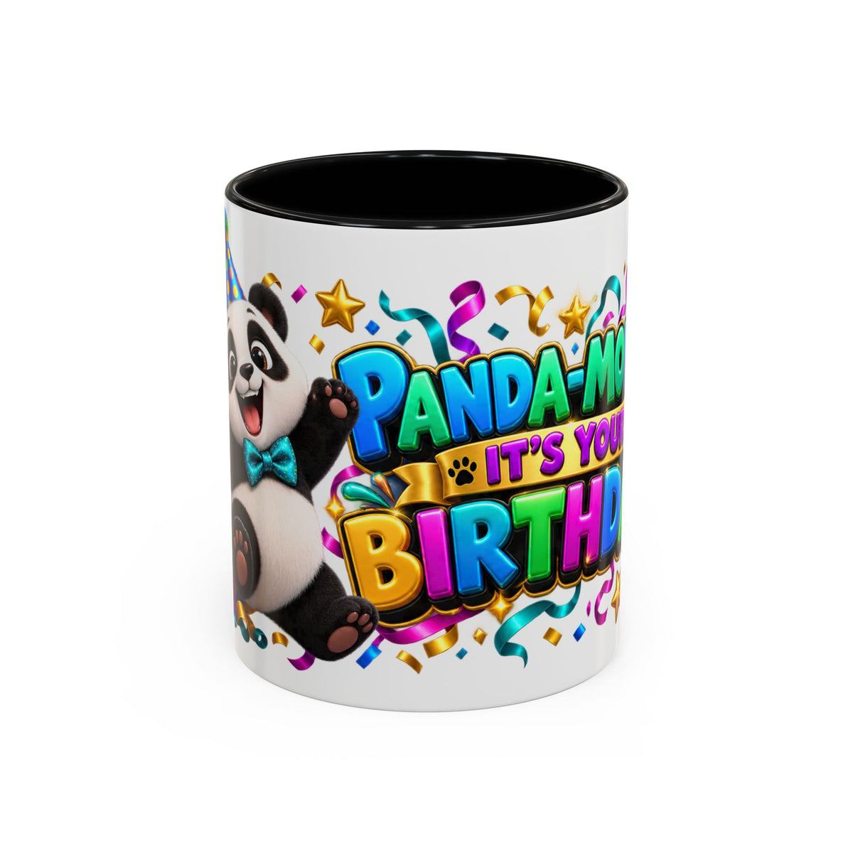 Panda-Monium! It’s Your Birthday White Mug – Cute Panda Birthday Cup, Colorful Fun Party Gift