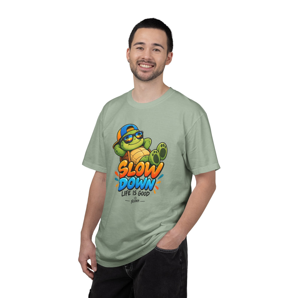 Slow Down, Life Is Good – Turtle Graphic T-Shirt | Festora Everyday