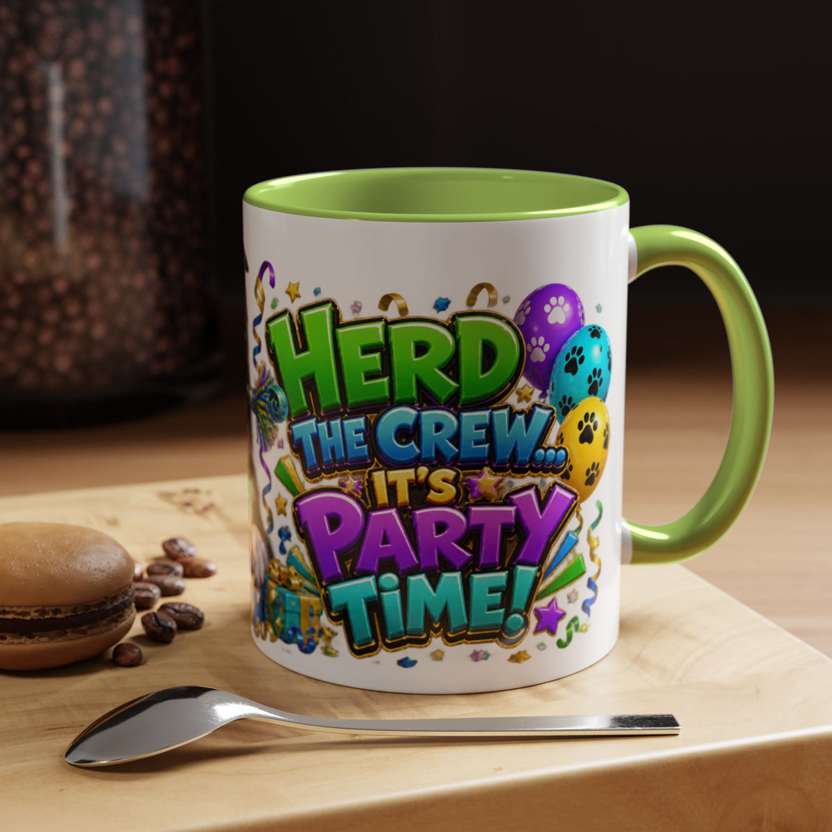 Herd the Crew Border Collie Birthday White Mug