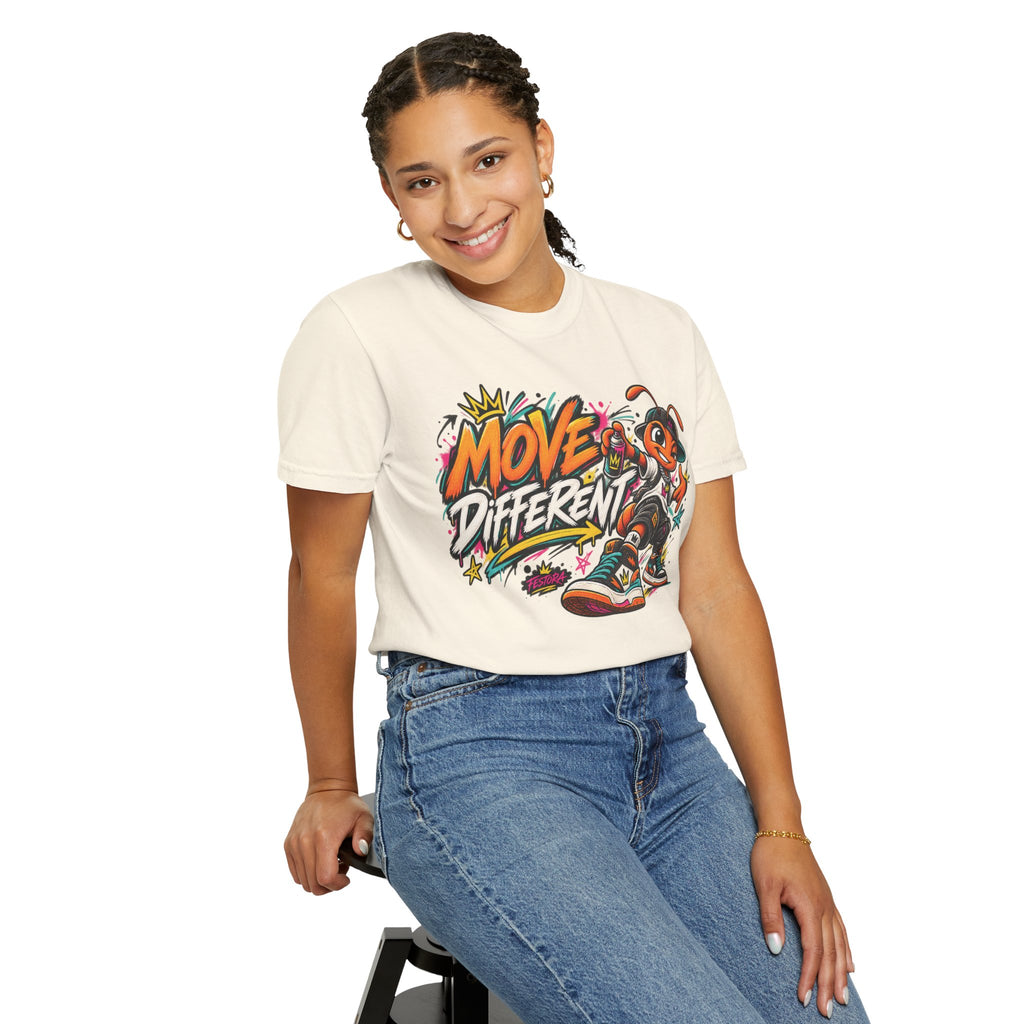 Move Different Graphic T-Shirt — Streetwear Skate Ant Mascot Design