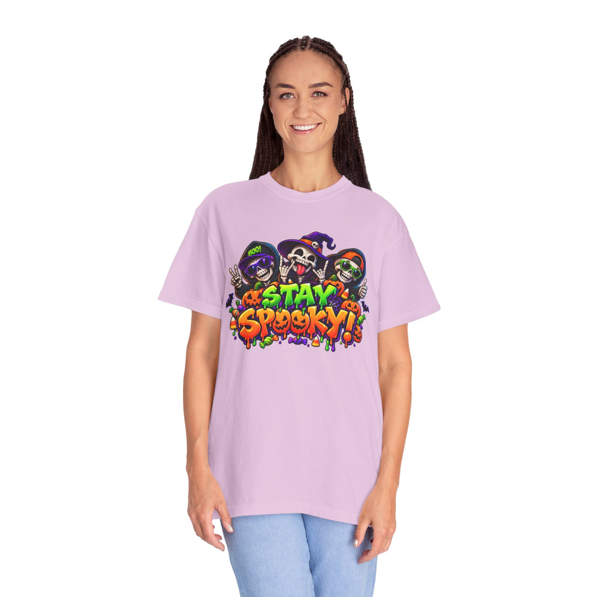 Stay Spooky Halloween T-Shirt – Funny Skeleton Crew Colorful Graphic Tee