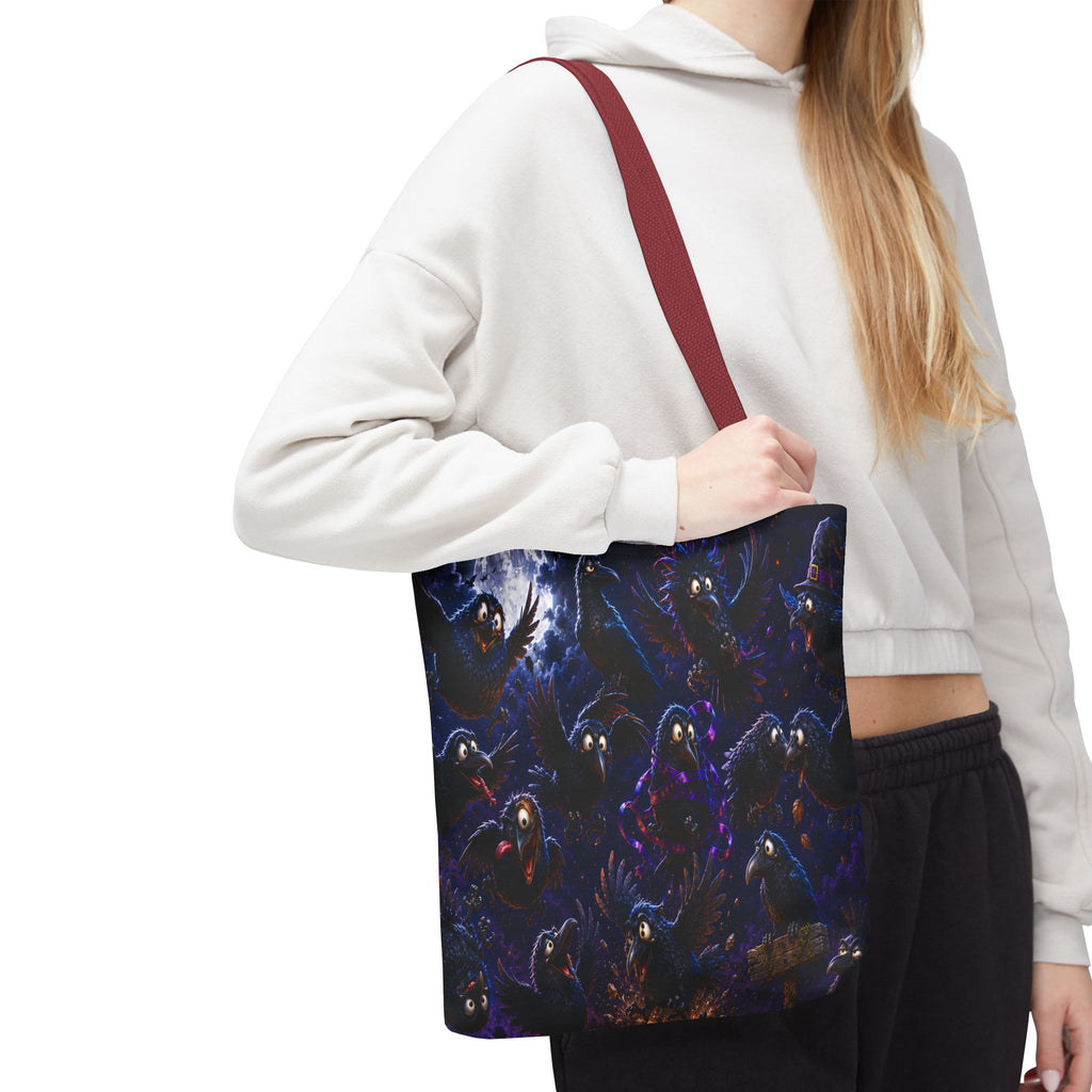 Crows at Midnight Tote Bag — Gothic Raven Moon AOP Tote for Halloween & Everyday
