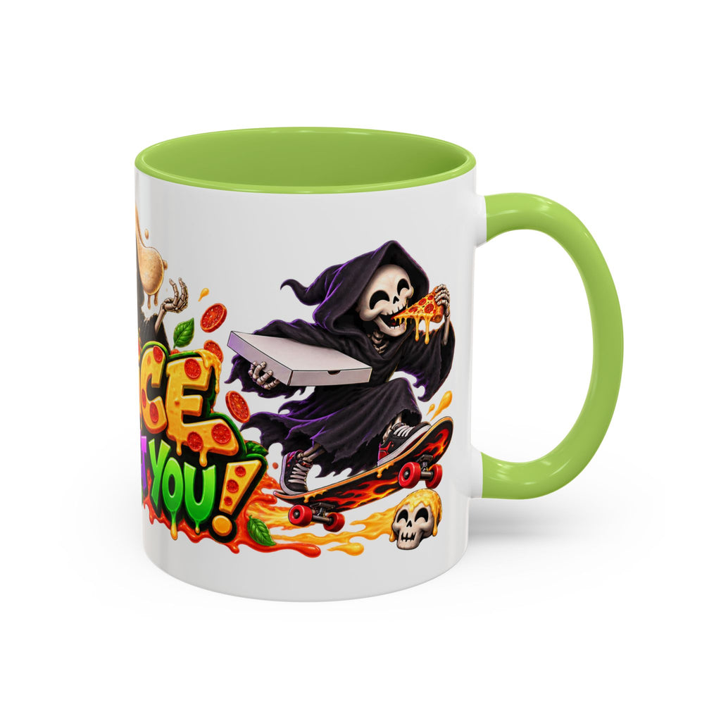 Slice to Meet You Funny Grim Reaper Pizza Halloween White Mug