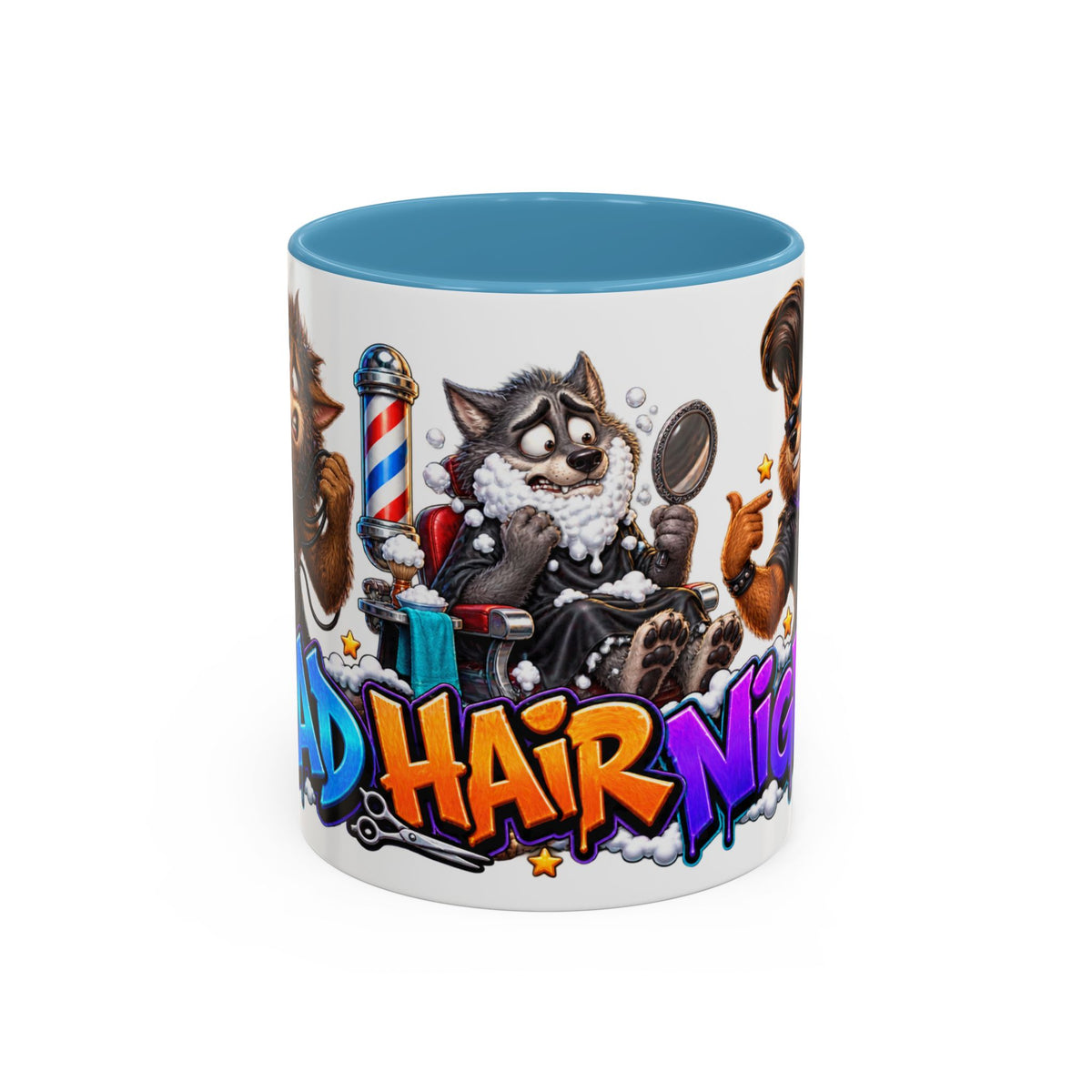 Bad Hair Night Funny Werewolf Barber Halloween White Mug