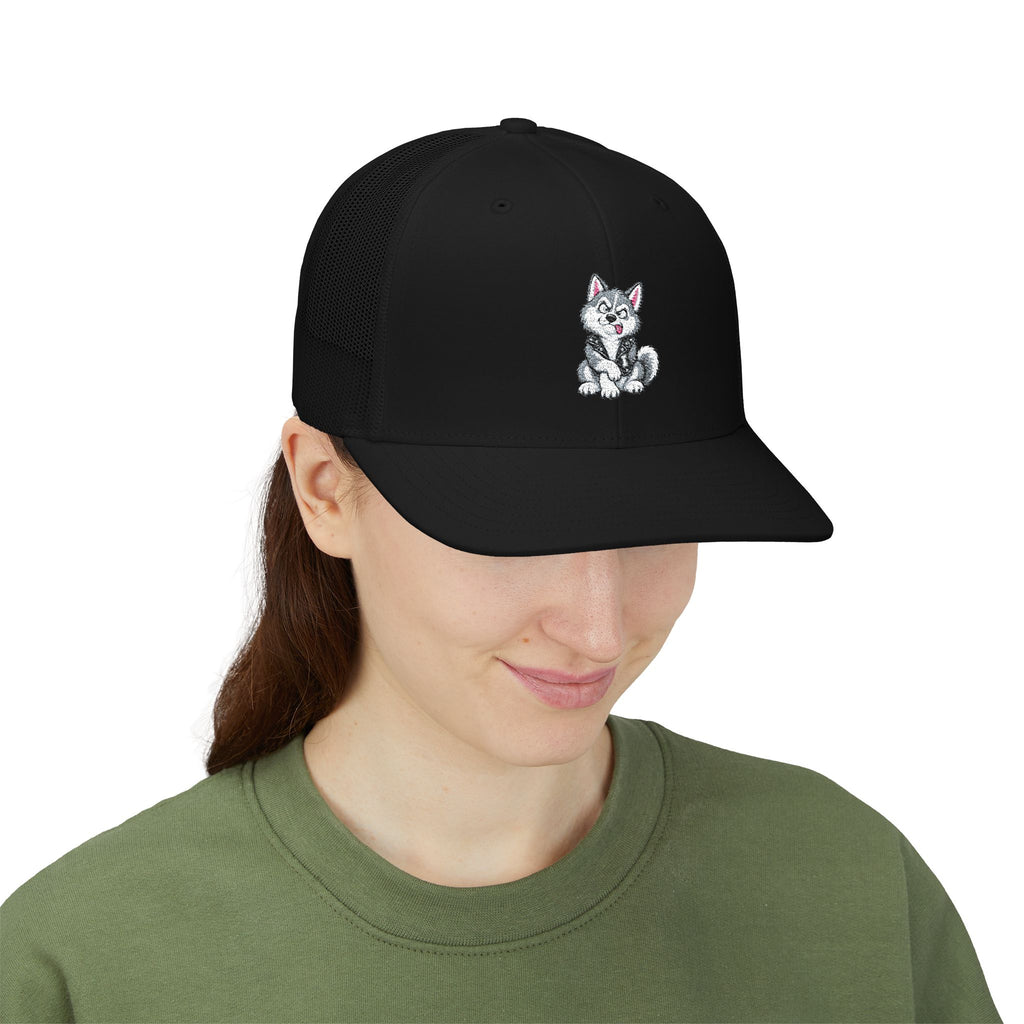 Max the Sitting Husky - Bad Dogs Crew Embroidered Trucker Cap