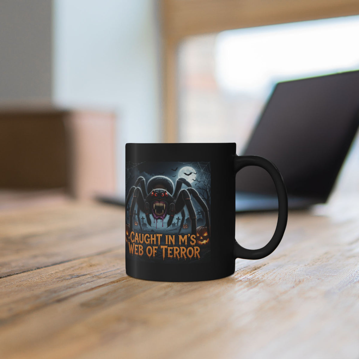 Halloween Spider Mug — "Caught in Mom's Web of Terror" Coffee Cup (11oz & 15oz)