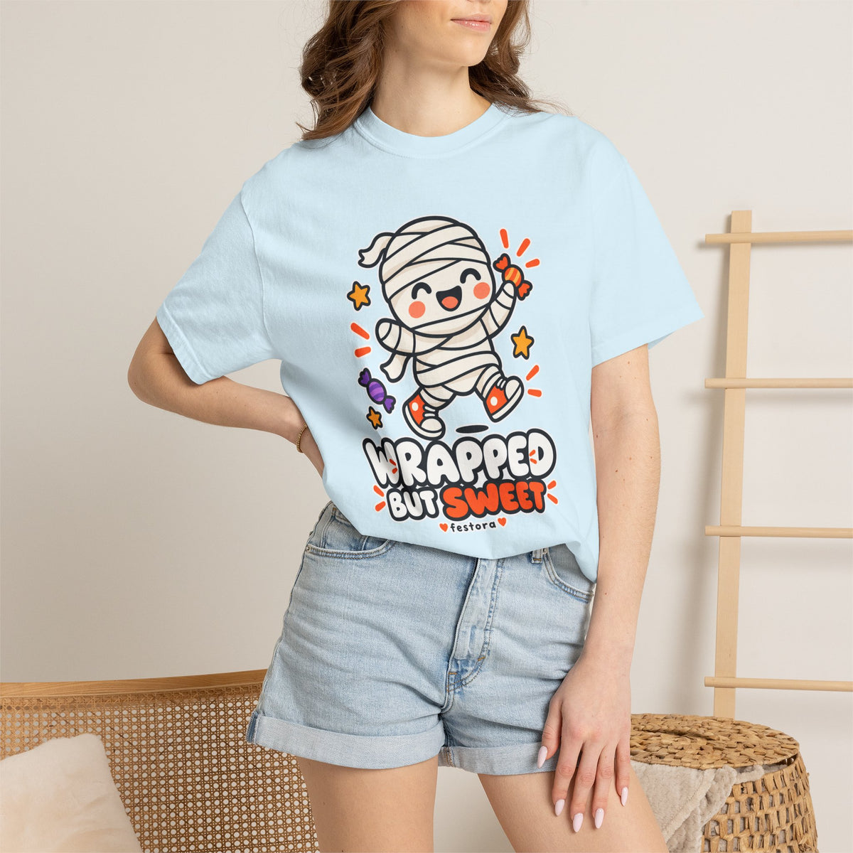 Wrapped but Sweet Halloween T-Shirt | Cute Mummy Graphic Tee
