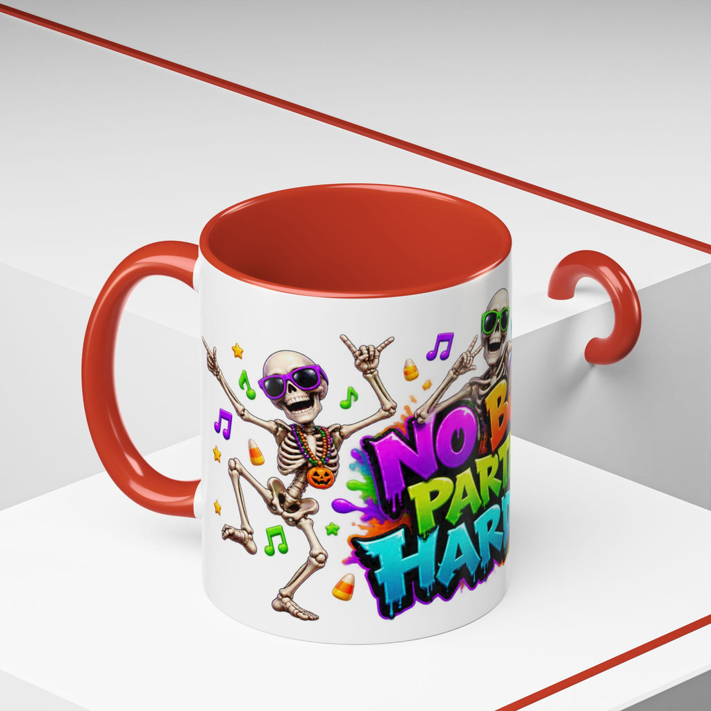 No Body Parties Harder Halloween Skeleton Party White Mug