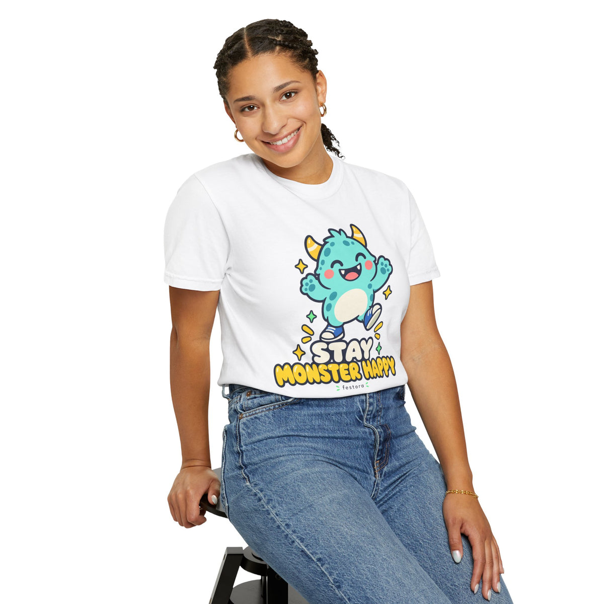 Stay Monster Happy – Cute Monster Graphic T-Shirt