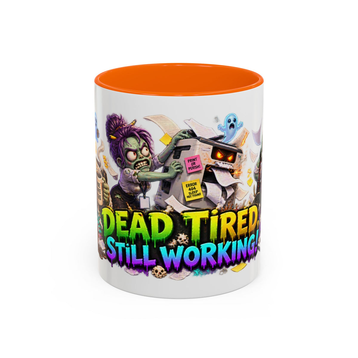 Dead Tired Still Working Zombie Office Halloween White Mug