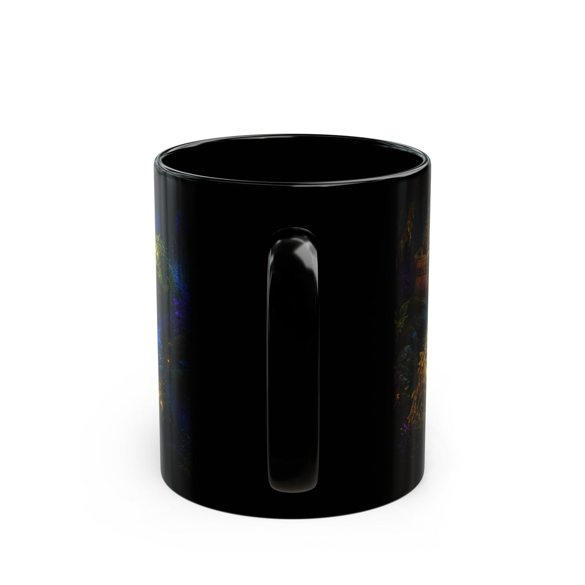 Fantasy Swamp Creatures Black Mug - Cute Mystic Bog Monsters