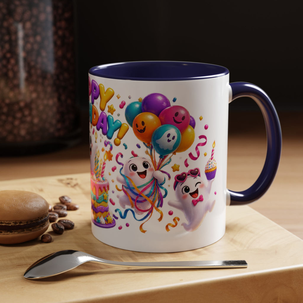 Happy Birthday Accent Coffee Mug - Colorful Celebration Mug (11oz, 15oz)