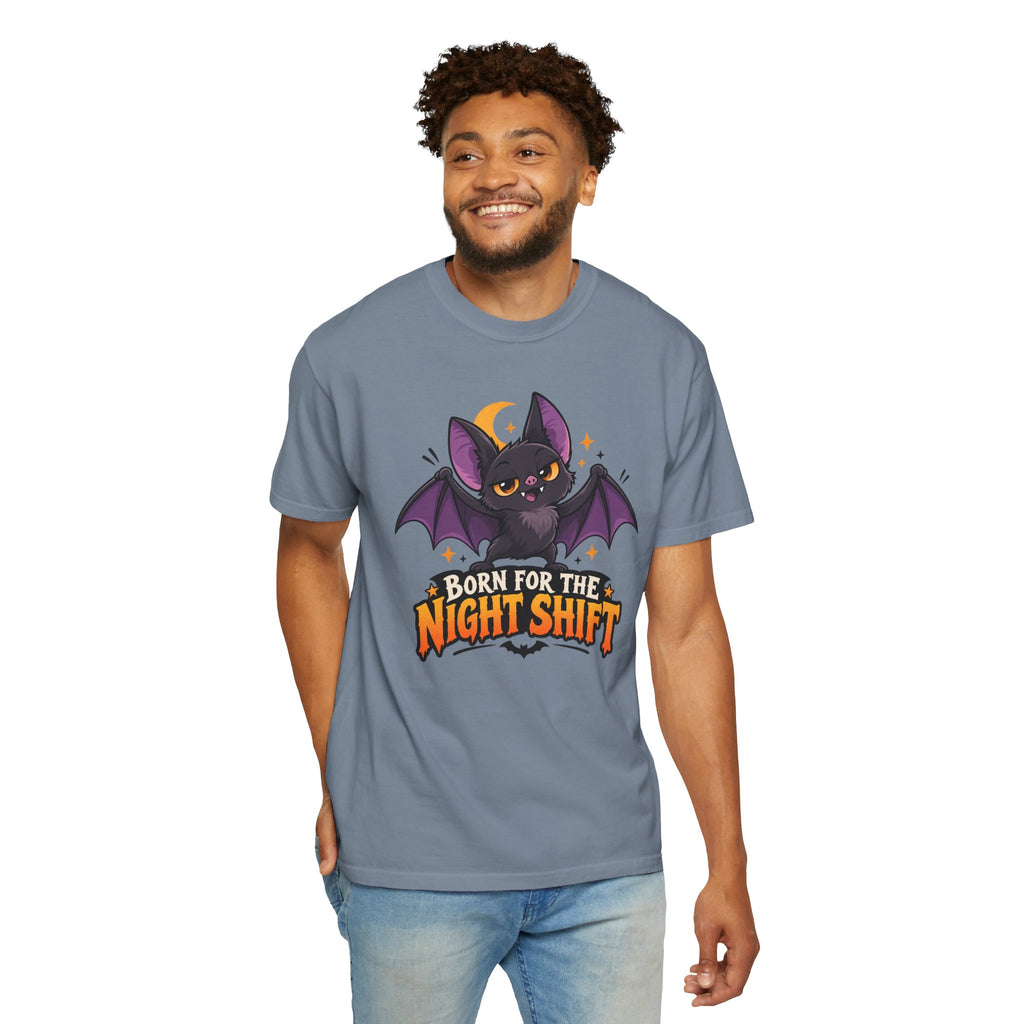 Born for the Night Shift – Cute Halloween Bat T-Shirt