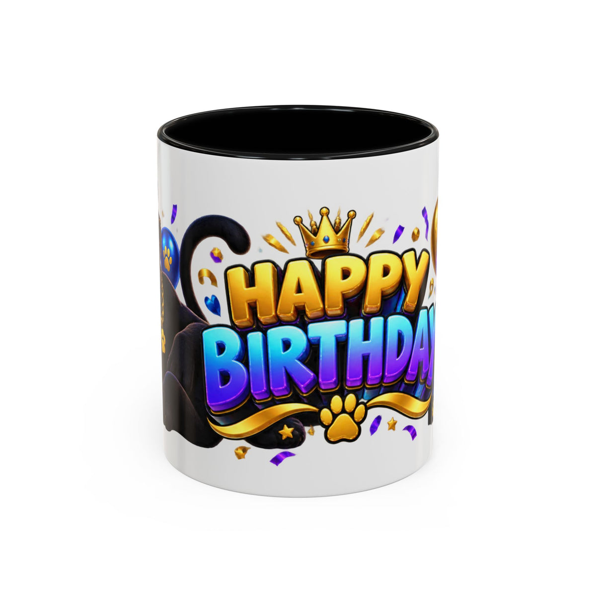 Black Panther Happy Birthday Mug – Purple Blue & Gold Birthday Gift – FestoraShop White Coffee Mug