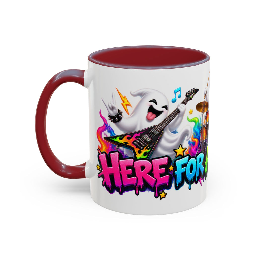 Here for a Boo Time Halloween Ghost Rock Band White Mug
