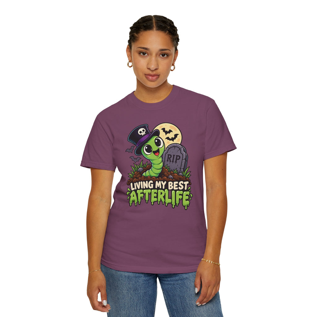 Living My Best Afterlife – Cute Halloween Graveyard Worm T-Shirt