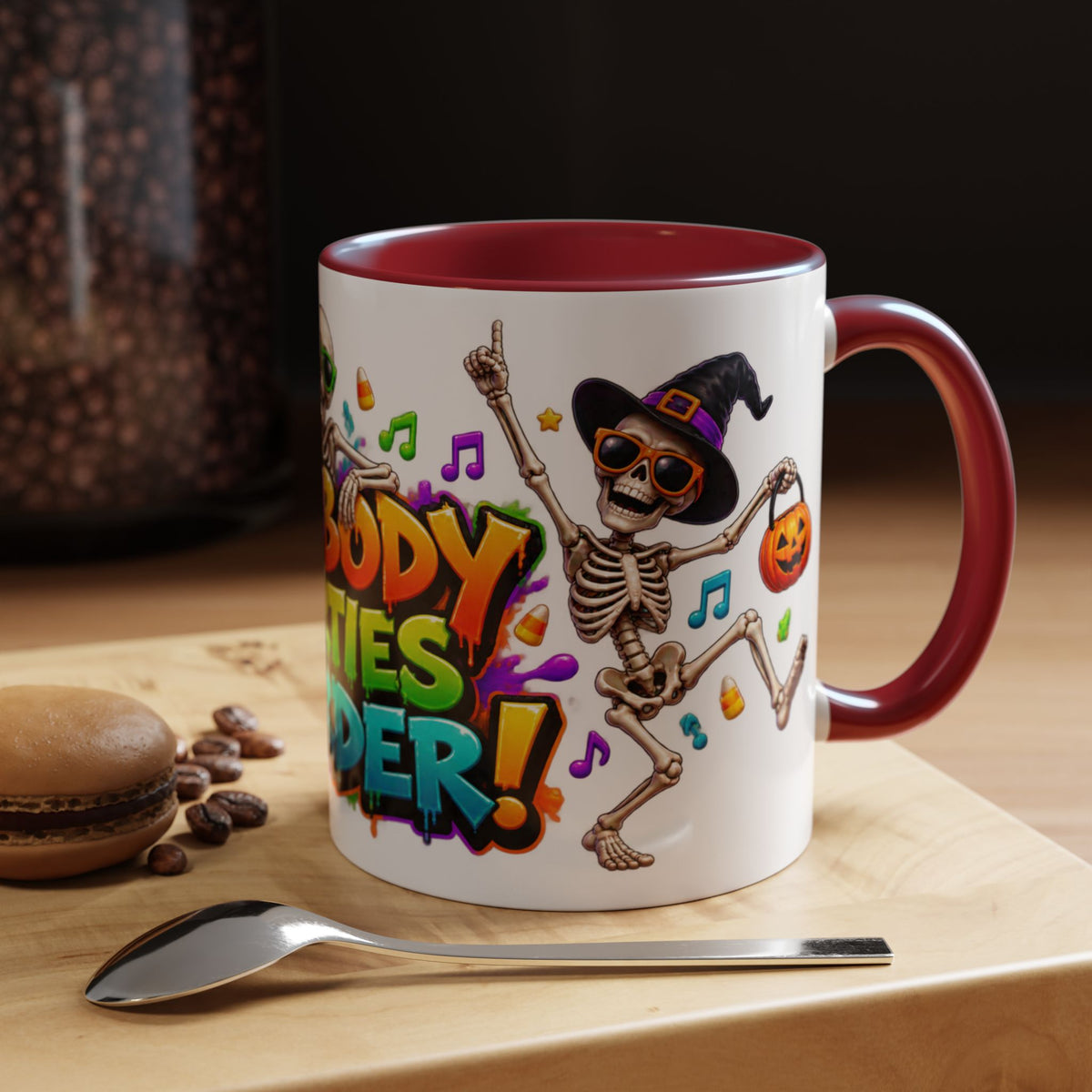 No Body Parties Harder Halloween Skeleton Party White Mug