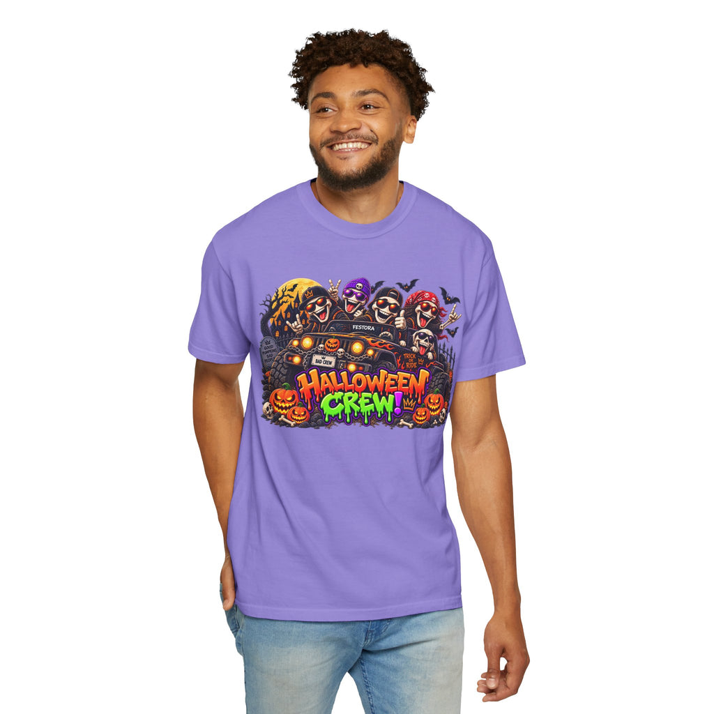 Halloween Crew T-Shirt – Skeleton Jeep Spooky Graphic Tee