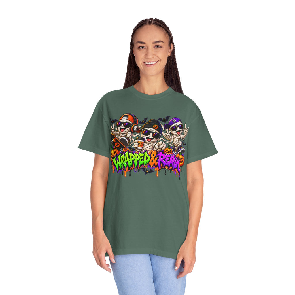 Wrapped & Ready – Halloween Mummy Crew Graphic T-Shirt