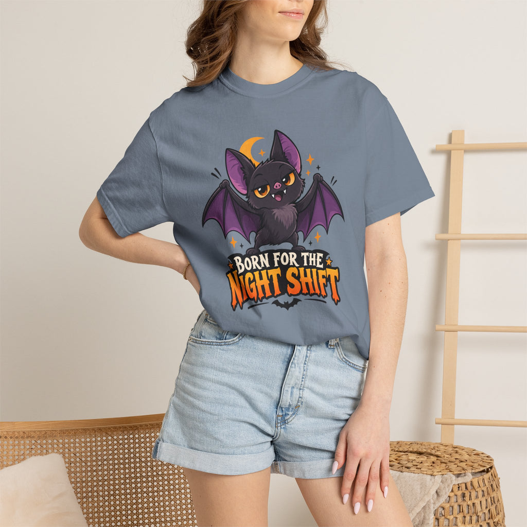 Born for the Night Shift – Cute Halloween Bat T-Shirt