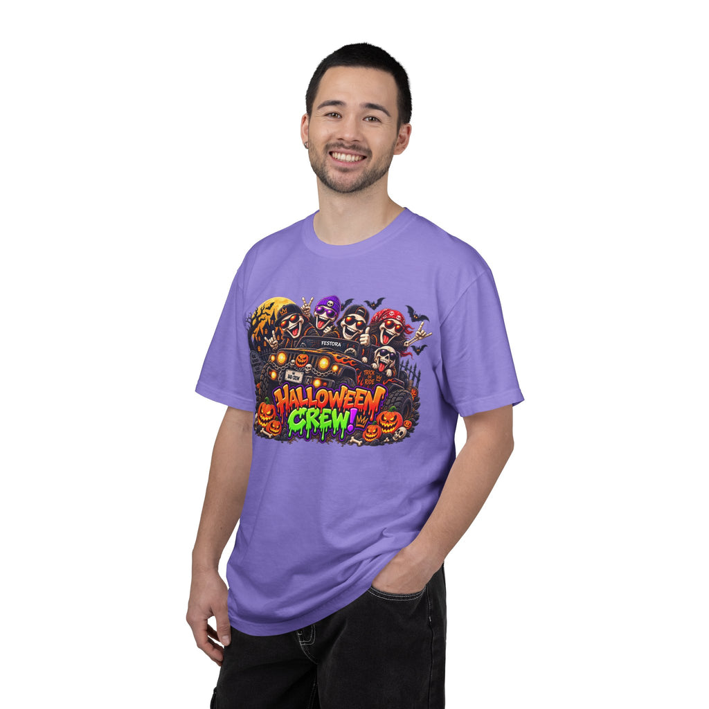 Halloween Crew T-Shirt – Skeleton Jeep Spooky Graphic Tee