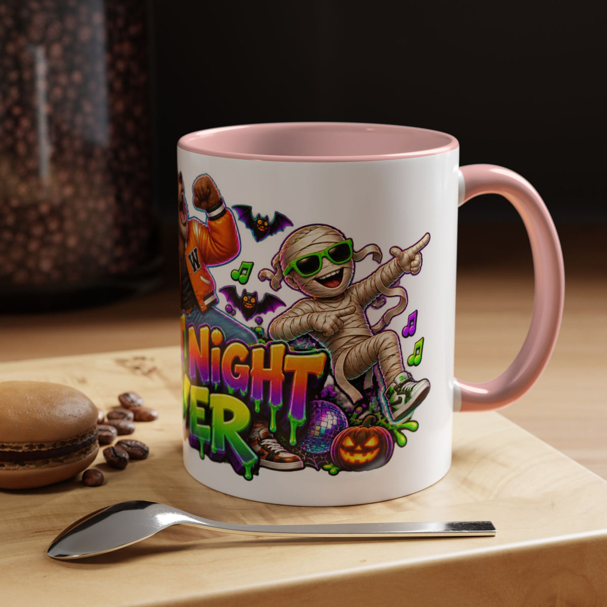 Fright Night Fever Dancing Monsters Halloween White Mug