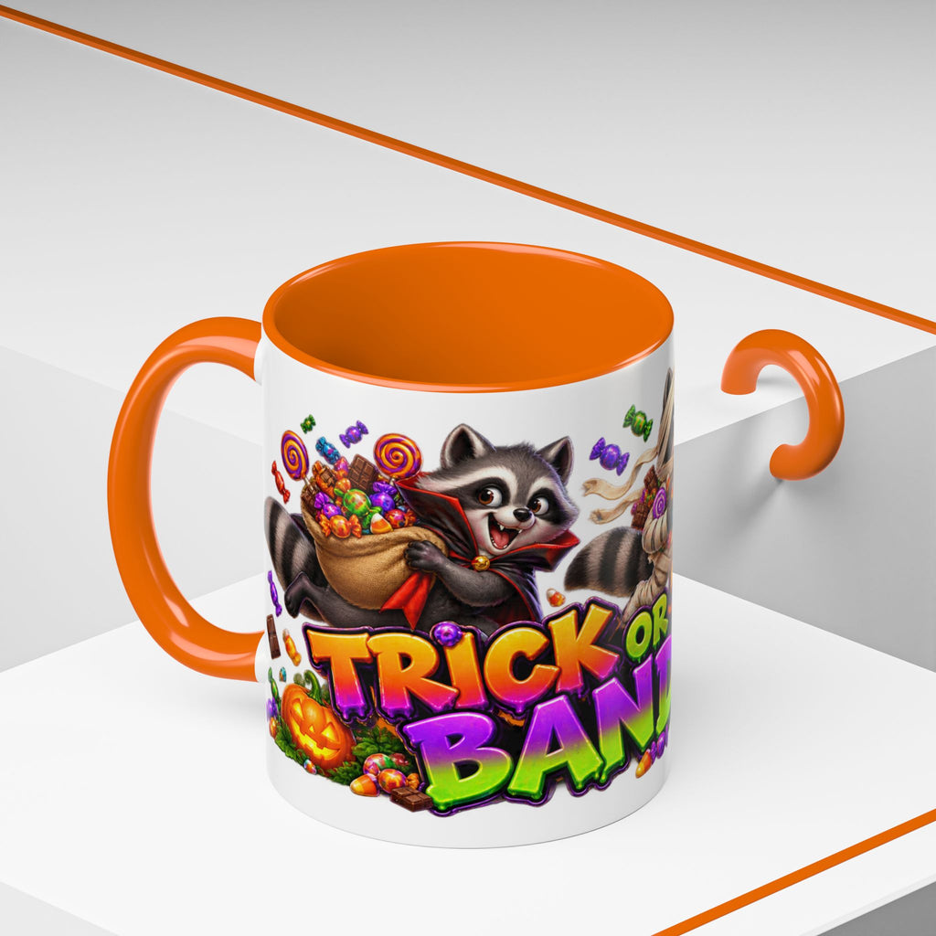 Trick or Treat Bandits Raccoons Halloween White Mug