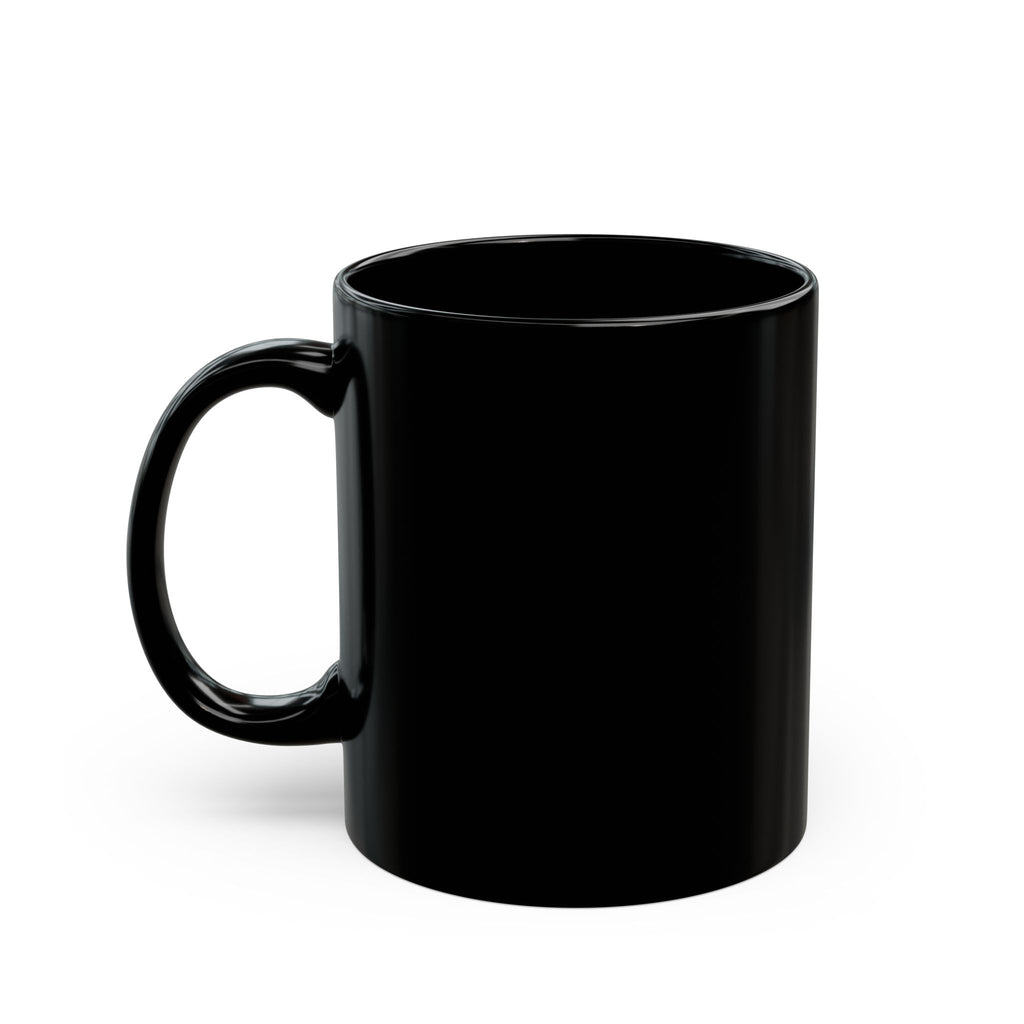 Ancient Spirits, Modern Mischief Black Mug — Halloween Cat Skull Design (11oz/15oz)