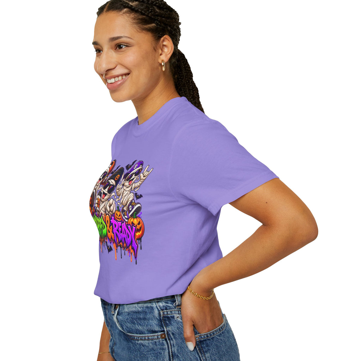 Wrapped & Ready – Halloween Mummy Crew Graphic T-Shirt